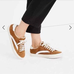 Madewell Sidewalk Low Top Sneakers in Suede and Sherpa Size 6M